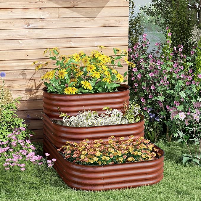 Outsunny 3-Tier Galvanized Steel Raised Garden Bed Kit, 62.25" x 43" x 32.25" - Image 8