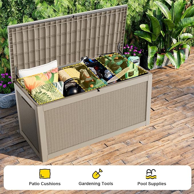 320 Gallon Outdoor Storage Box, Large Waterproof UV Resistant Deck Box - Image 5