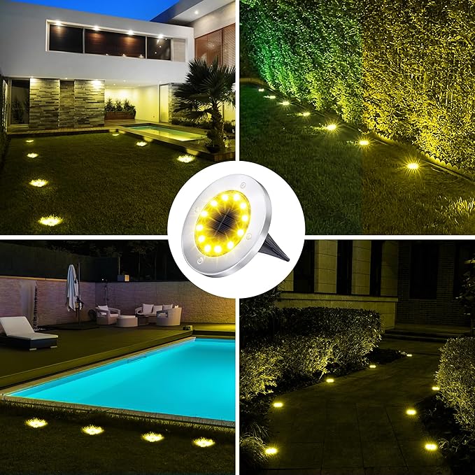 Biling Solar Ground Lights Outdoor 12 Packs, Bright 12 LEDs Solar Lights - Image 7