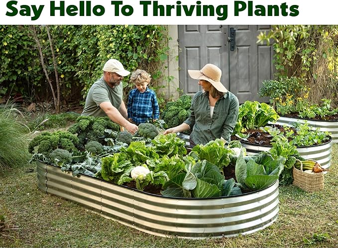 Plant & Plot Galvanized Raised Garden Beds Outdoor // 8×4×1 ft Planter Raised - Image 4