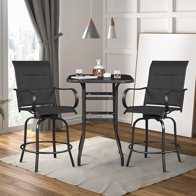 Yaheetech 6 Piece Patio Swivel Bar Stools Texteline Chairs - Image 4
