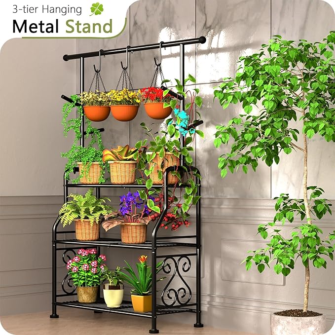 GIOTORENT Plant Stand Indoor, 3-Tier Heavy Duty Metal Shelf - Image 4