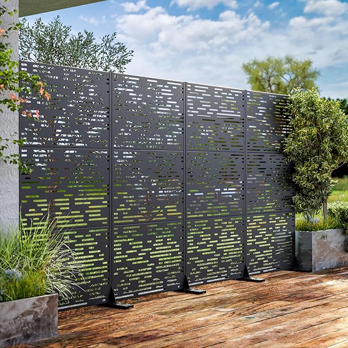 Casaphoria 72" H x 35" W Metal Outdoor Privacy Screen, Freestanding Decorative - Image 6