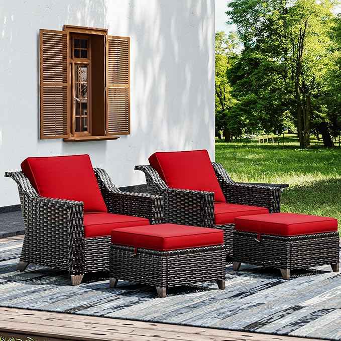 Joyside Wicker Patio Furniture Sets, 4 Pieces Upgraded Large Size Outdoor by Joyside