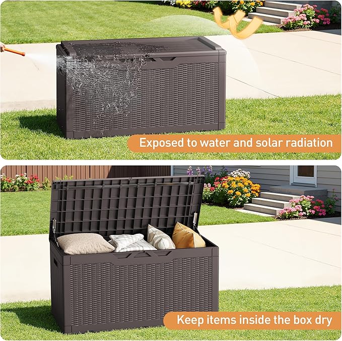 Greesum 100 Gallon Resin Deck Box Large Outdoor Storage Boxes - Image 4
