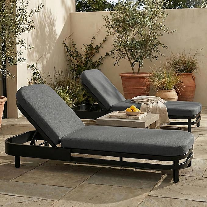 LUMISOL Outdoor Lounge Chair Set of 2, Modern Aluminum Chaise Loungers - Image 7