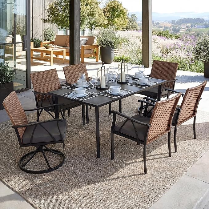 7-Piece Patio Dining Set for 6, Outdoor Dining Set - Image 3