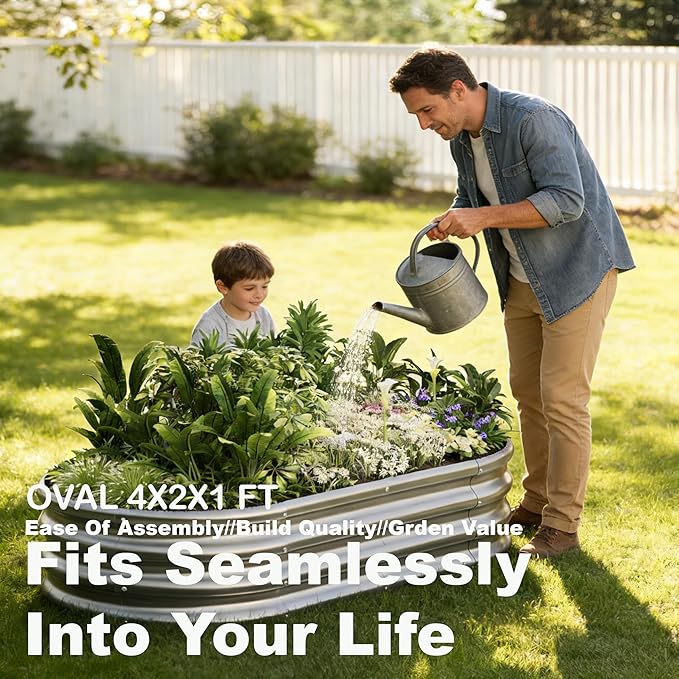 4x2x1ft-2pcs-Oval Raised Garden Bed Kit, Galvanized Planter Garden Boxes Outdoor - Image 3