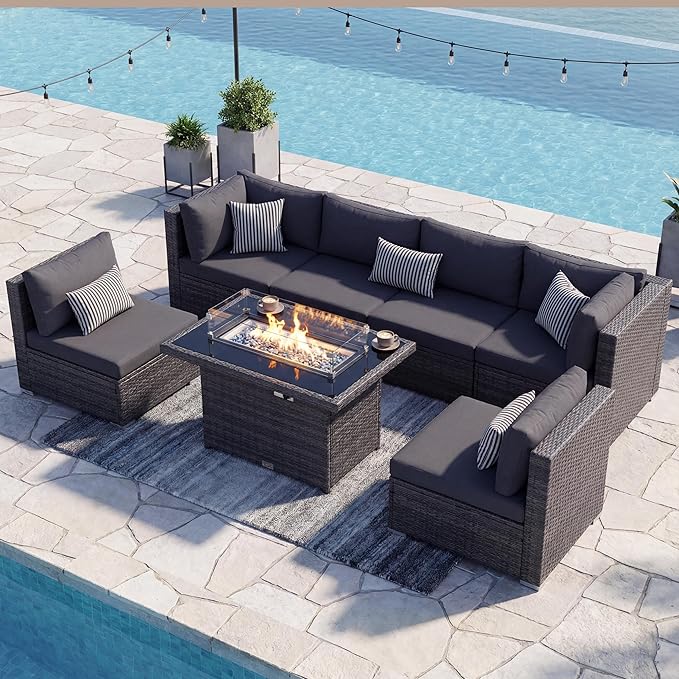 NICESOUL 29.3'' High Back Outdoor Patio Sectional Furniture Sofa Set - Image 2