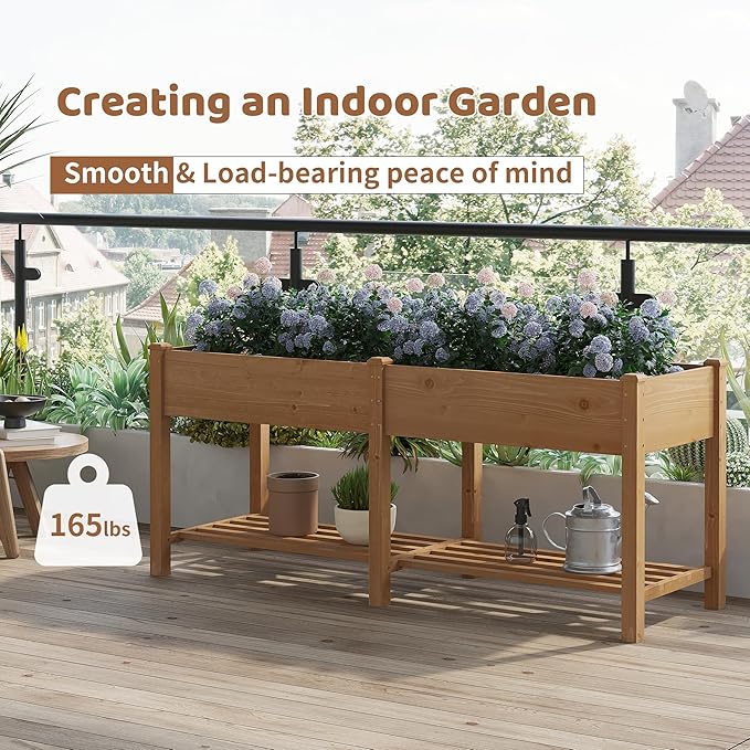 FILWH Raised Garden Bed with Legs Elevated Wooden Planter Box Stand Large - Image 4