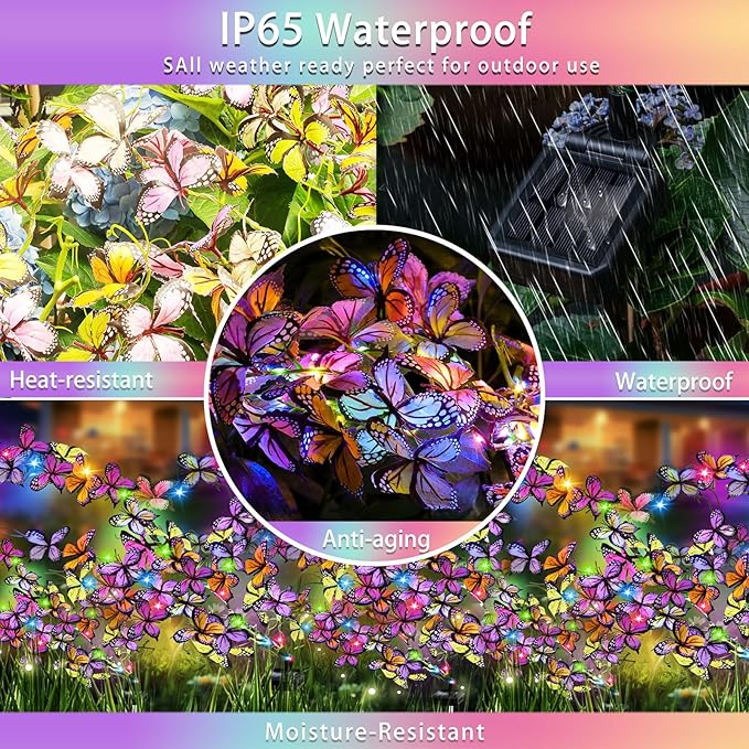 Solar Garden Lights Outdoor, Waterproof Solar Butterfly Lights 4 Pack Willow - Image 4