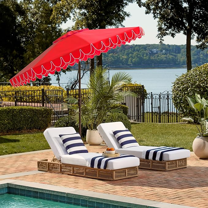SAFAVIEH 9ft Outdoor Patio Umbrella, Auto Crank Tilt, UV Resistant - Image 8