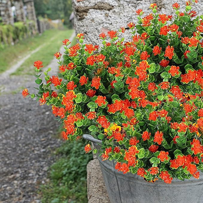 20 Bundles Artificial Fall Flowers Outdoor Fake Flowers, UV Resistant No Fade - Image 6
