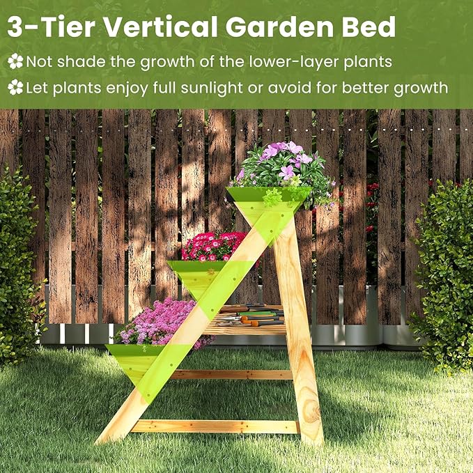 HAPPYGRILL 3-Tier Wooden Raised Garden Bed, Elevated Planter Box Kit - Image 6