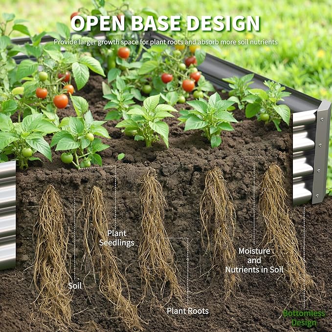 Galvanized Raised Garden Bed, Outdoor Planter Box Metal Patio Kit Planting Bed - Image 6