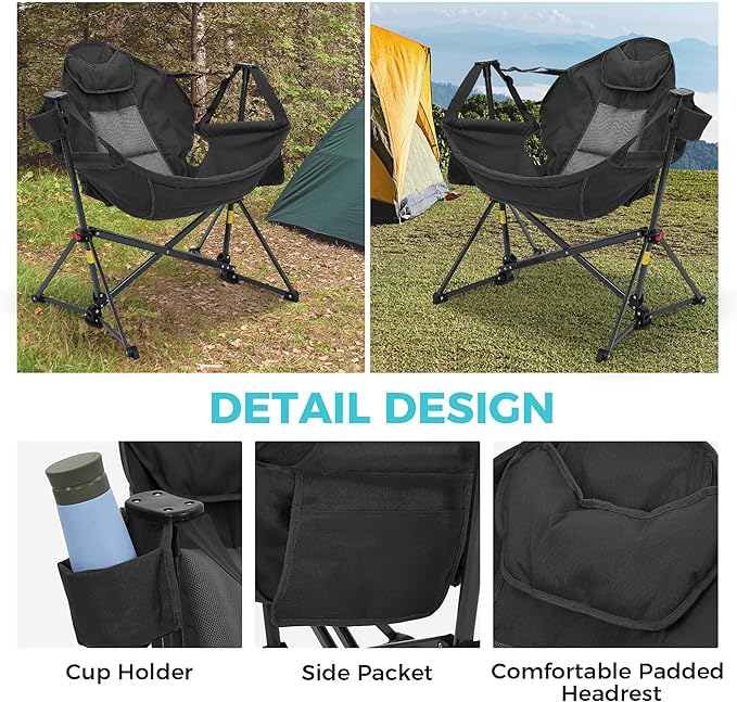 Ainfox Hammock Camping Chair, Foldable Portable Rocking Chairs - Image 4