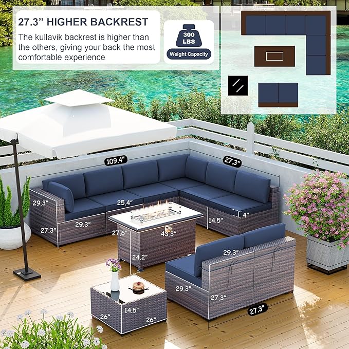 Kullavik 10 Pieces Outdoor Patio Furniture Set - Image 4
