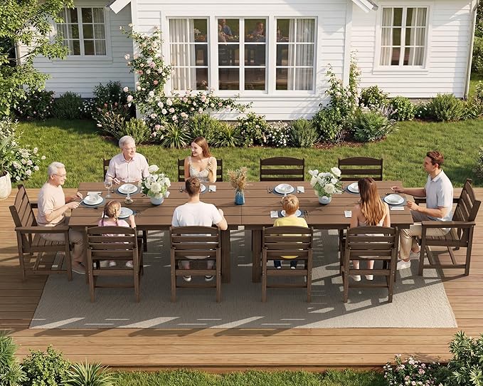 SERWALL Patio Dining Sets for 10 Person, HDPE Dining Set by SERWALL