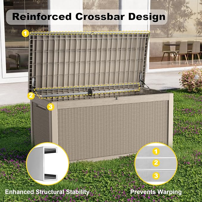 261 Gallon Outdoor Deck Box, Lockable Waterproof Outdoor Storage Boxes - Image 6