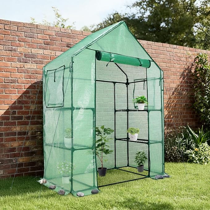Aoodor Walk-in Greenhouse with 4 Shelves, 4.7×2.5×6.4 ft Outdoor Garden Plant - Image 7