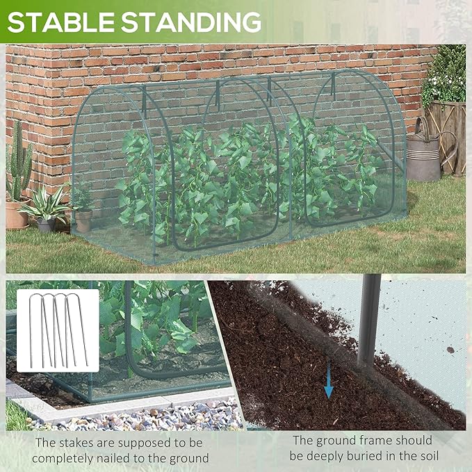 Outsunny 8' x 4' Crop Cage, Plant Protection Tent - Image 6