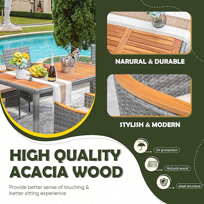 Devoko Dining 7 PCS Furniture, Patio Conversation Set - Image 3