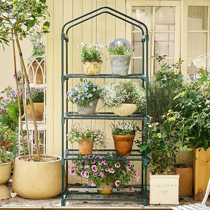 Mini Greenhouse for Indoor Outdoor, Plant Green House 4-Tier Rack Stand - Image 8