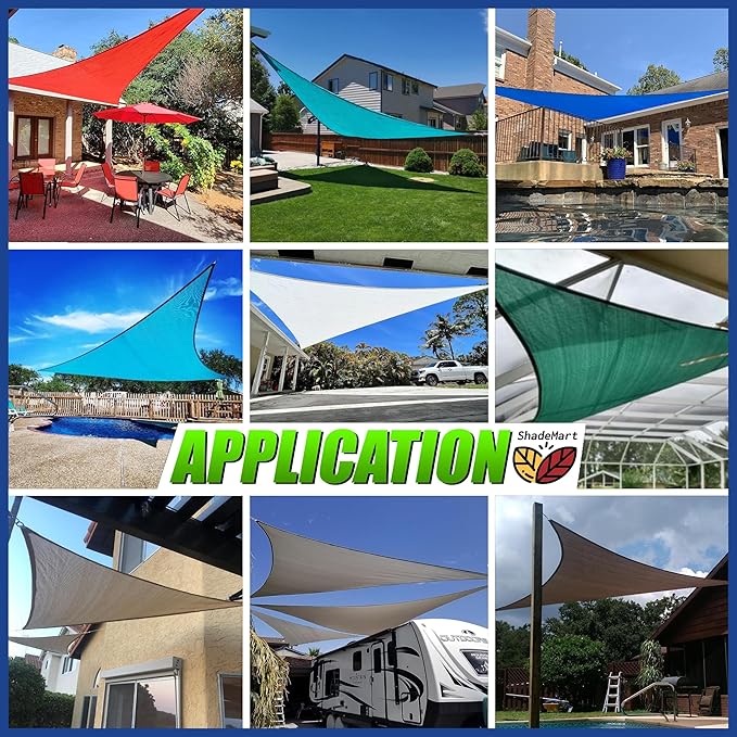 ShadeMart 10' x 10' x 10' Beige Sun Shade Sail Triangle Canopy Fabric Cloth - Image 3