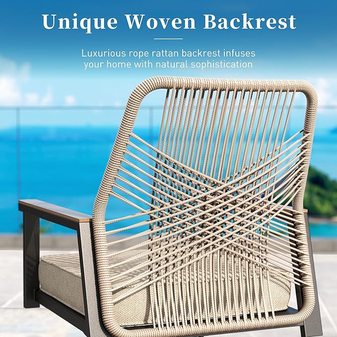 Patio Dining Set 9 Piece, 6 Woven Rattan Fixed Chairs and 2 Swivel Chairs - Image 2