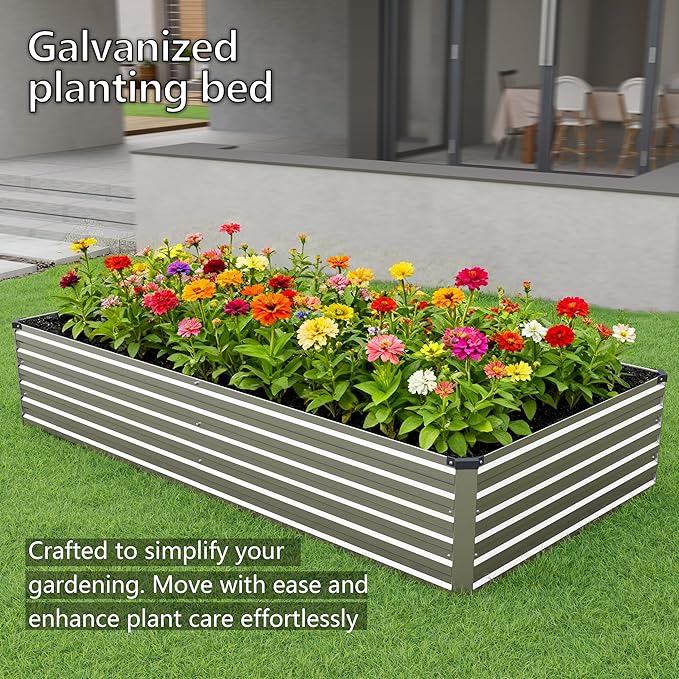 12x4x1.5FT Galvanized Raised Garden Bed, Vegetable Boxes-Rectangle Metal Flower - Image 7