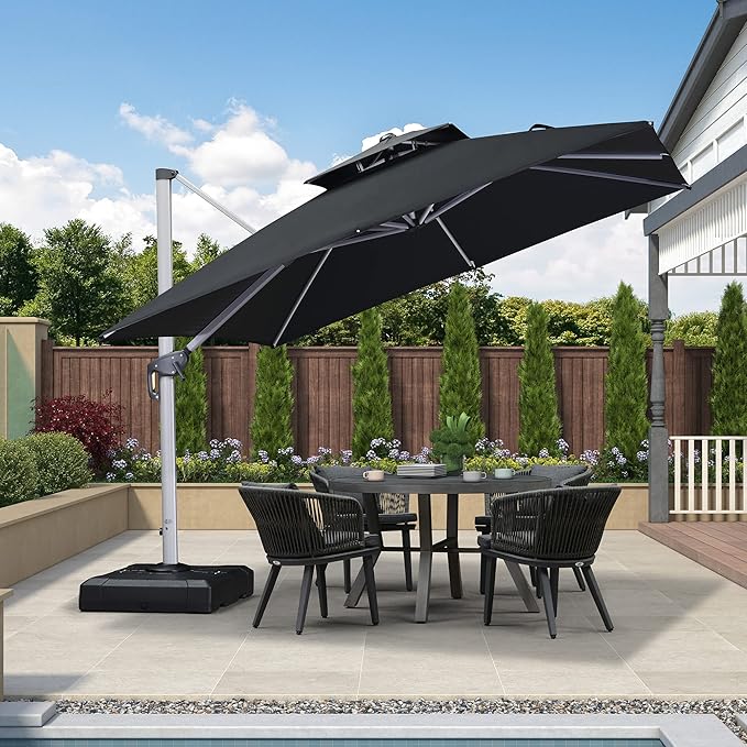 PURPLE LEAF 10ft Patio Umbrella Outdoor Square Umbrella Large Cantilever - Image 2