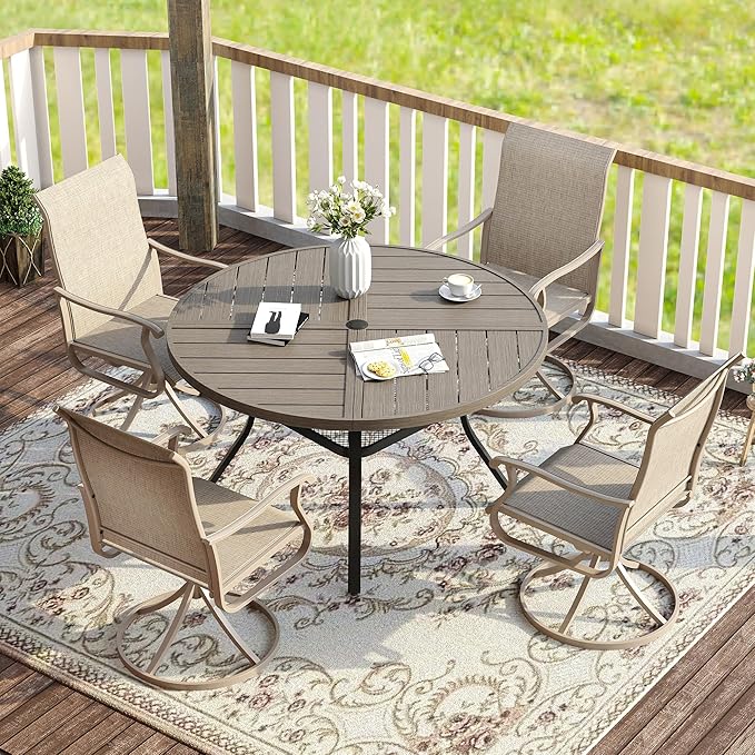 VICLLAX Round Patio Table with Adjustable Umbrella Hole - Image 7
