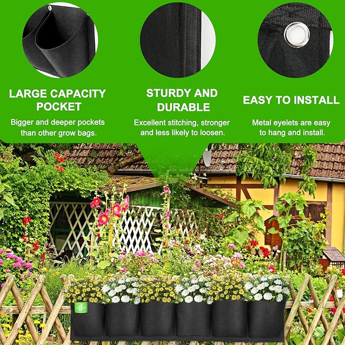 ANGTUO 6 Pockets Hanging Planters - Image 2