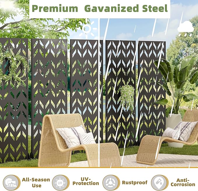 Casaphoria 72" H x 35" W Metal Privacy Screen, Outdoor Freestanding Decorative - Image 4