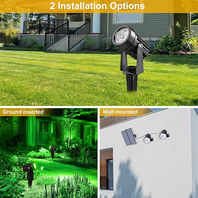 Green Solar Spot Lights Outdoor, 2 Pack Solar Landscape Spotlights IP65 - Image 6