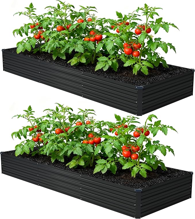 12x4x1ft Galvanized Raised Garden Bed, Outdoor Planter Box Metal Patio Kit by Foxlang