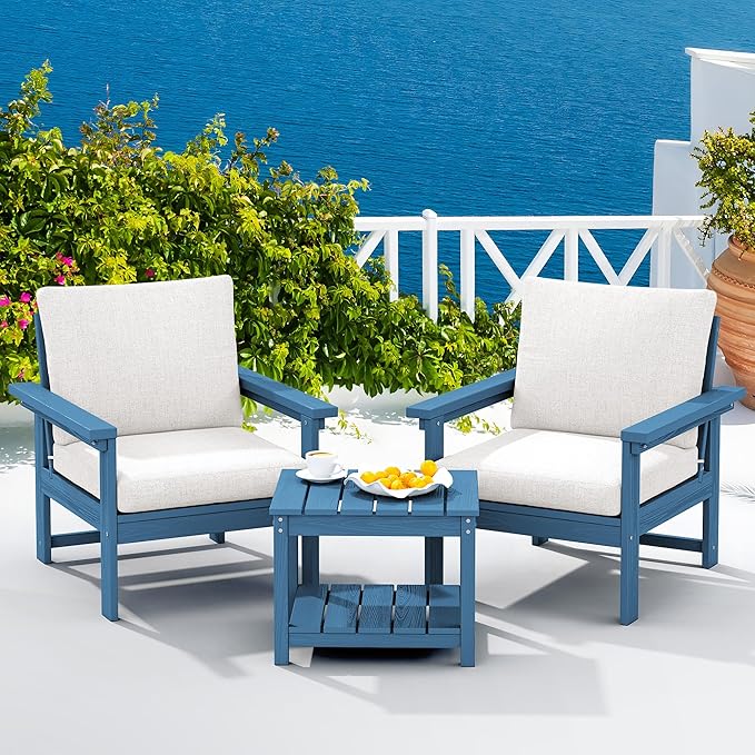 SERWALL HDPE Patio Sofa Set, 3-piece Sectional Outdoor Furniture Set, All by SERWALL