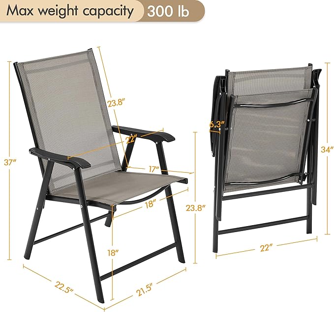 Yaheetech Patio Dining Chairs Set of 2, Portable Dining Chairs - Image 3