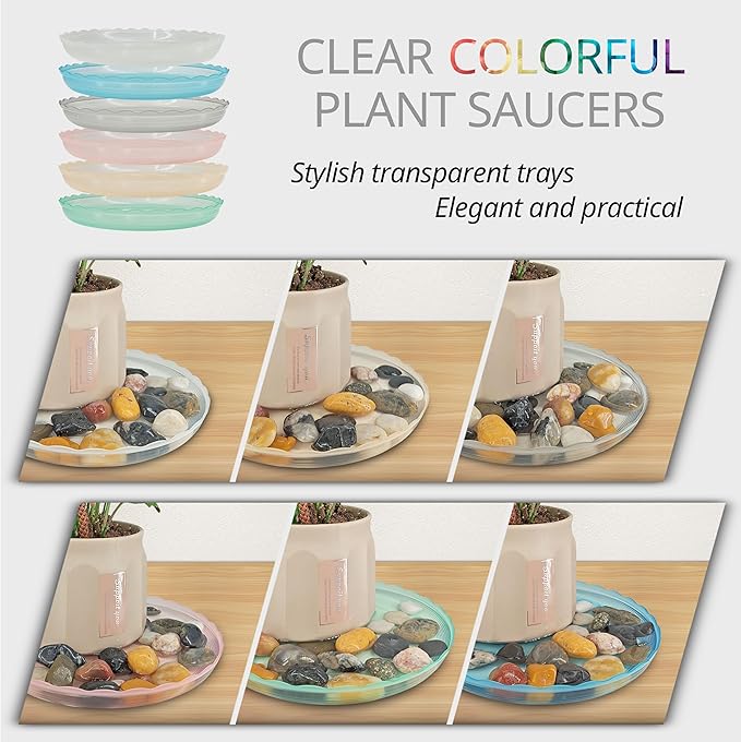 12Pcs Clear Plant Saucer, 6 8 10 Inch Durable Plastic Plant Tray, Round Plant - Image 6