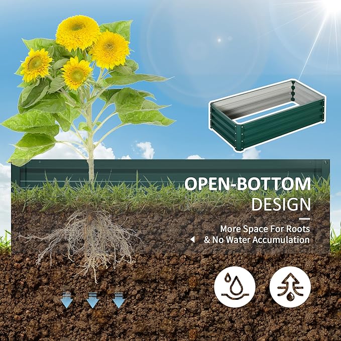 Outsunny Galvanized Raised Garden Bed, - Image 4