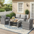 Wisteria Lane 4 Piece Patio Furniture Set, Wicker Outdoor Patio Conversation by WisteriaLane