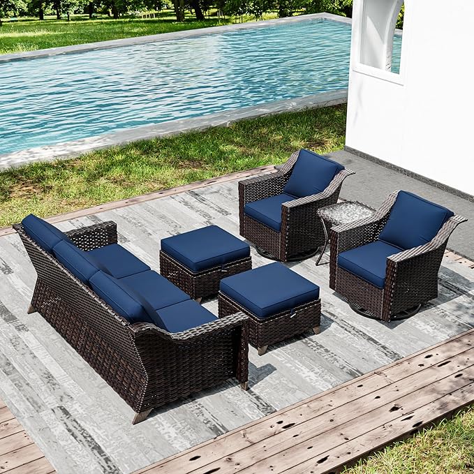 Joyside Wicker Patio Furniture Sets, 6 Pieces Upgraded Large Size Outdoor - Image 7