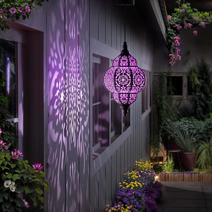 Hanging Solar Lights Outdoor Garden Decor Solar Lantern Waterproof Plastic - Image 7