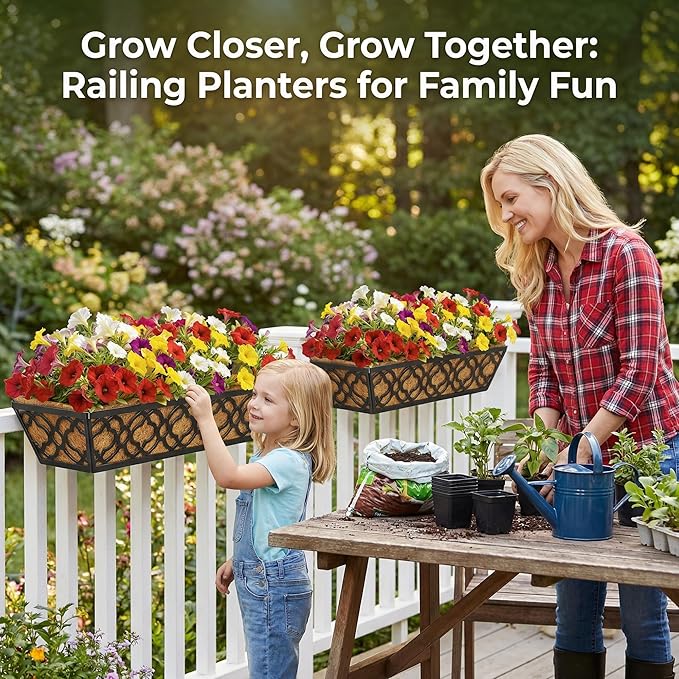 HFHOME 4 Pcs 30" Window Box Deck Railing Planter - Image 6