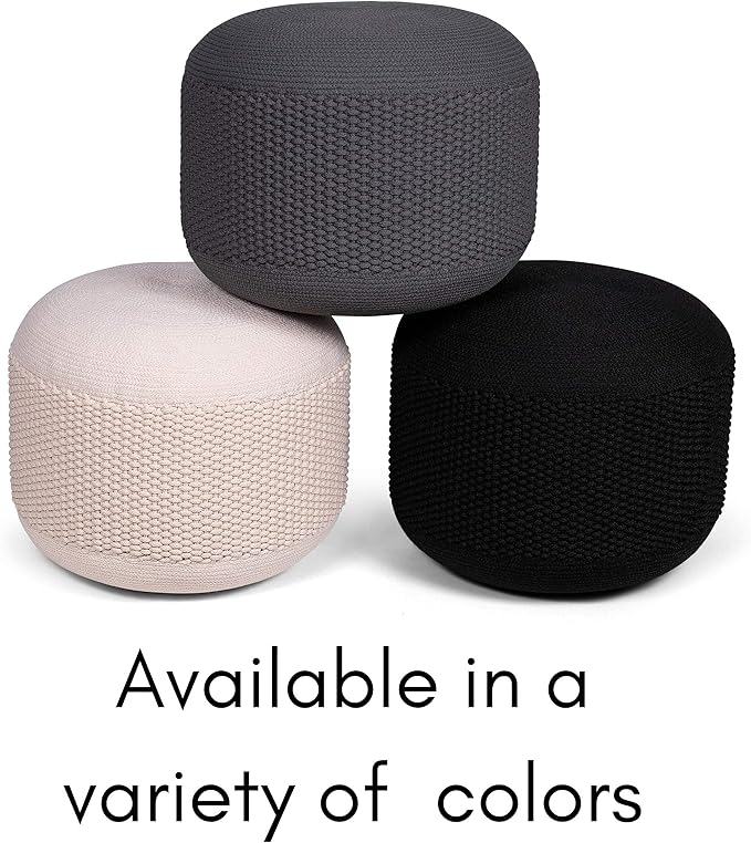 BIRDROCK HOME Outdoor Pouf Ottoman | Hand Woven Waterproof Foot Stool - Image 9