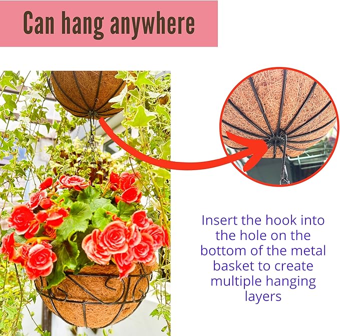 LaLaGreen Hanging Planter for Outdoor Plants Black Hanging Baskets - Image 8