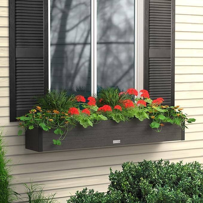 Mayne Horizon 5FT Window Box Planter – Modern Rectangular Faux Wood Grain Design - Image 3