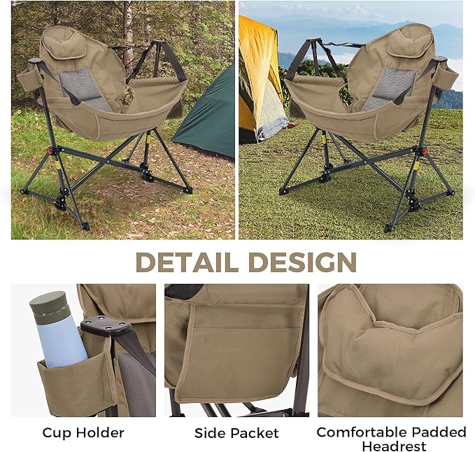 Ainfox Hammock Camping Chair, Foldable Portable Rocking Chairs - Image 5
