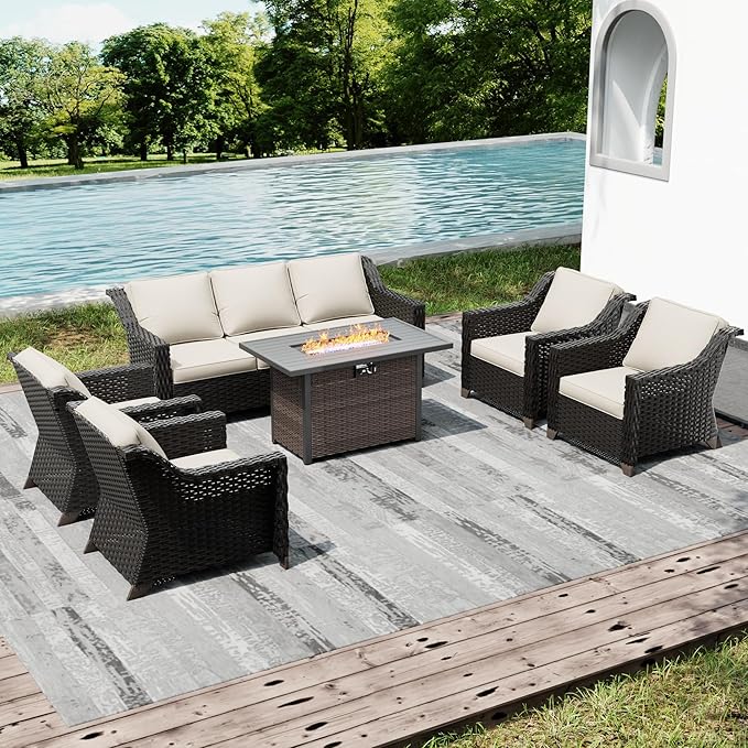 Joyside Wicker Patio Furniture Sets, 6 Pieces Upgraded Large Size Outdoor - Image 6