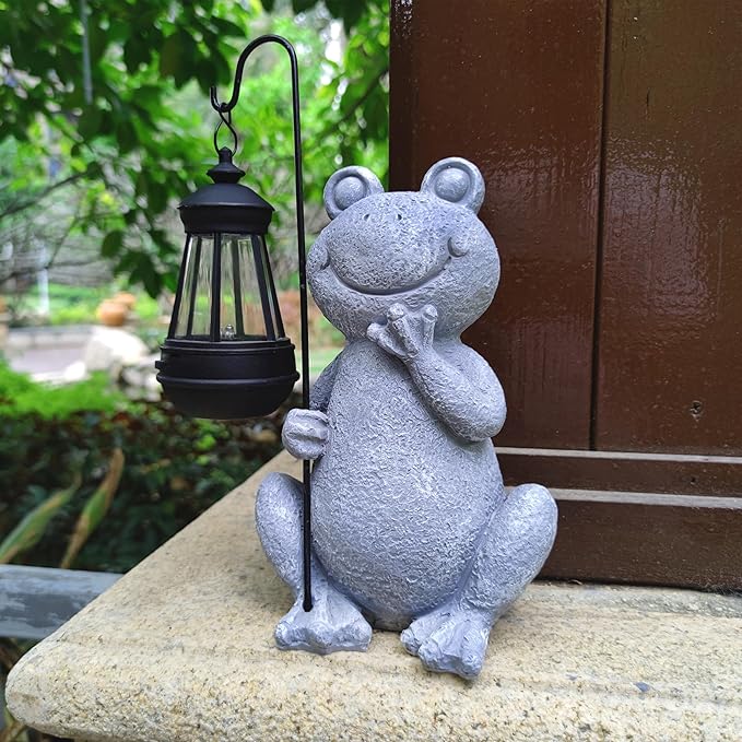 Frog Solar Garden Statues, Resin Frog Figurine Decorations - Image 3
